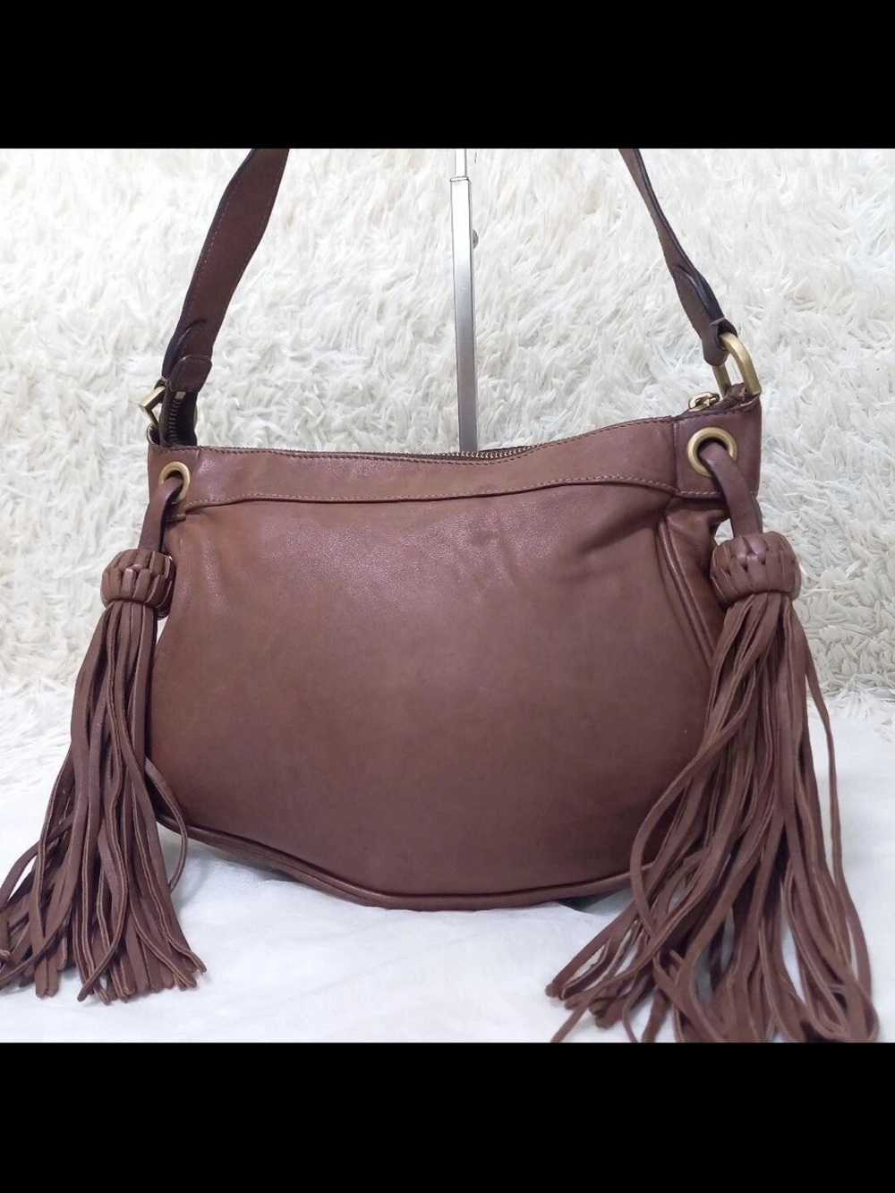 Mulberry Brown Tassel Shoulder Bag